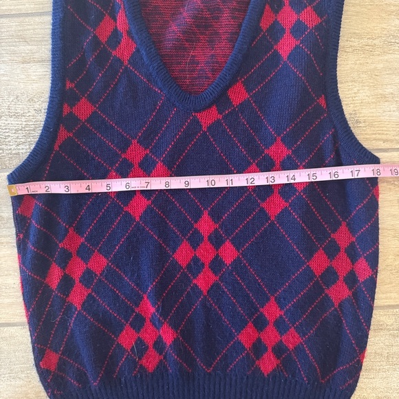 Vintage Navy and Red Argyle Sweater Vest - Picture 7 of 9